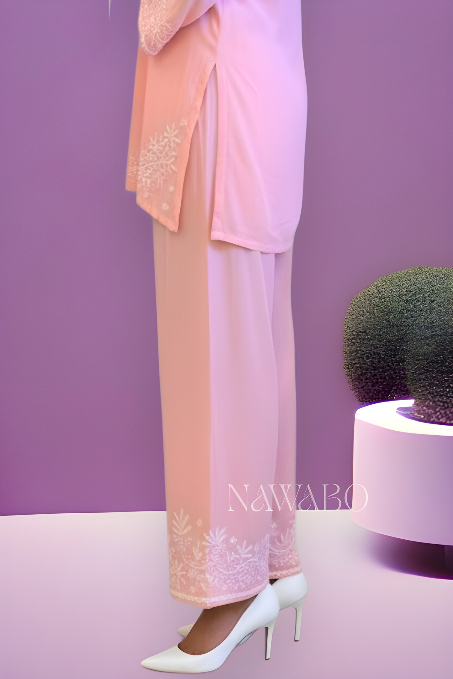 Chikankari Co-ord Set Peach Fuzz