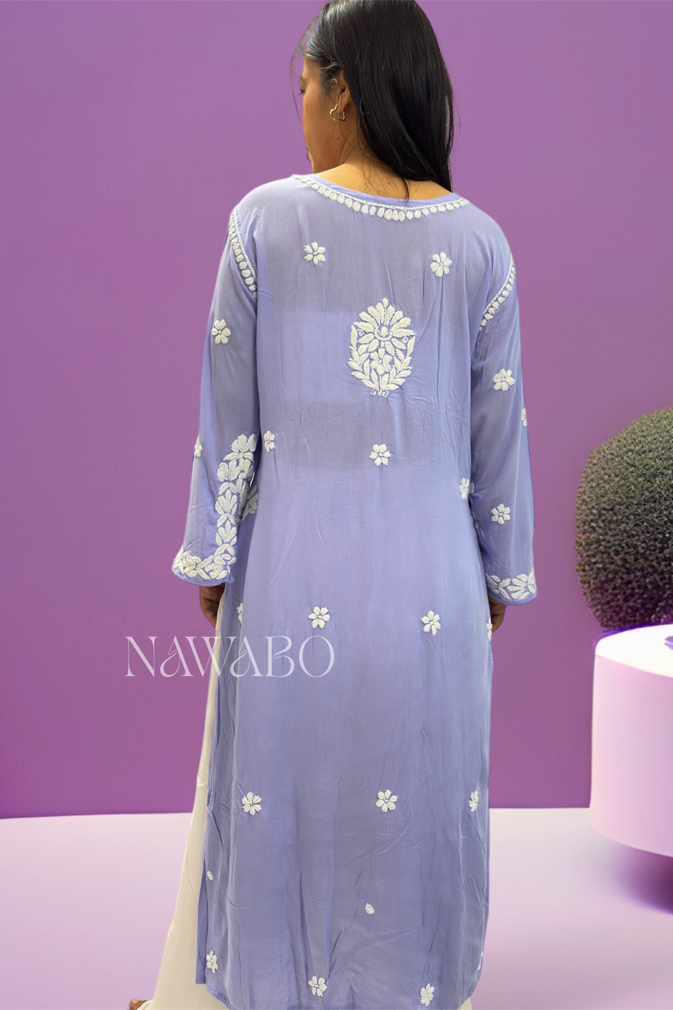 Chikankari Misty Blue Kurta Modal