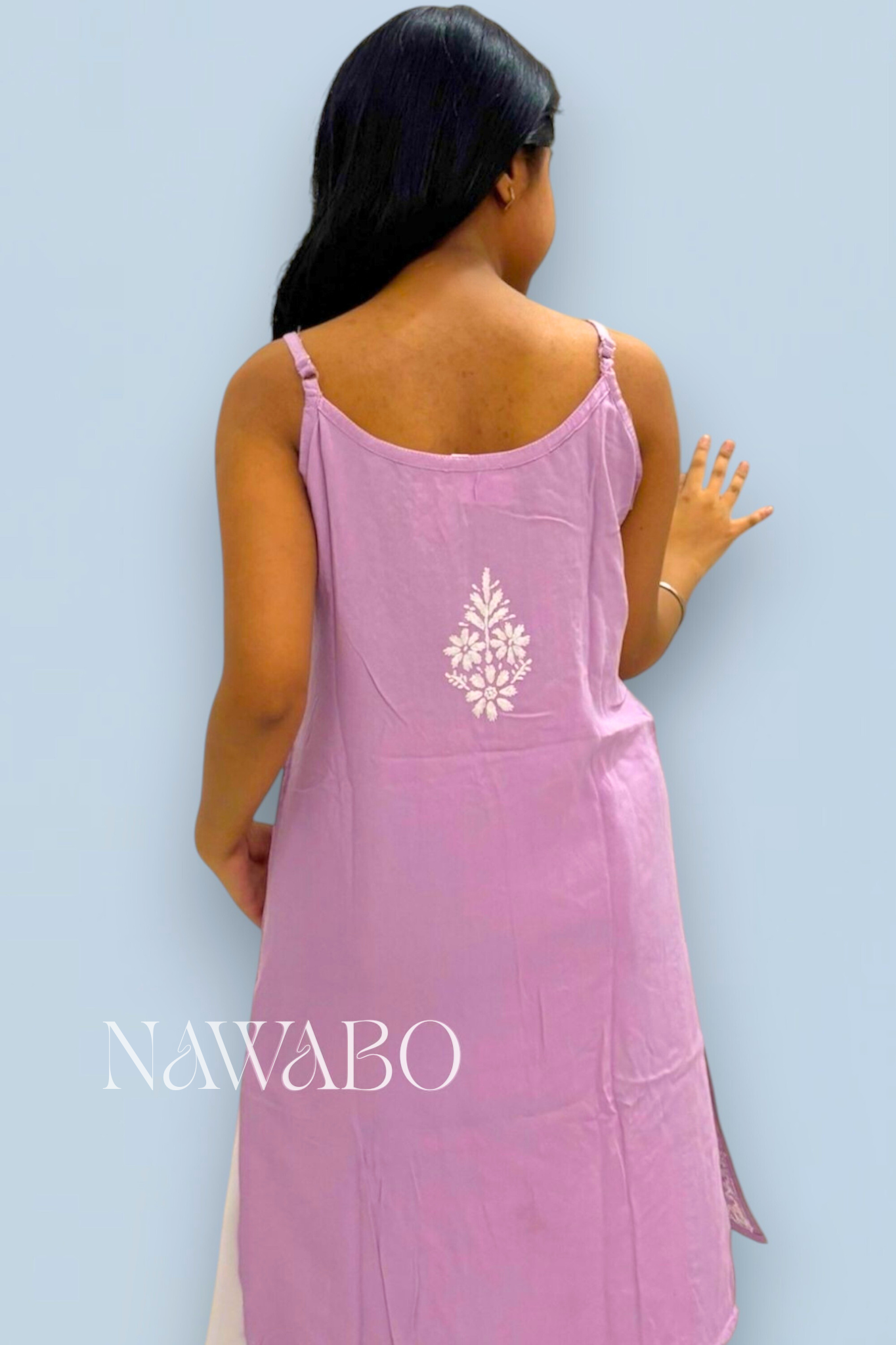 Chikankari Strappy Short Kurta Dusty Mouve