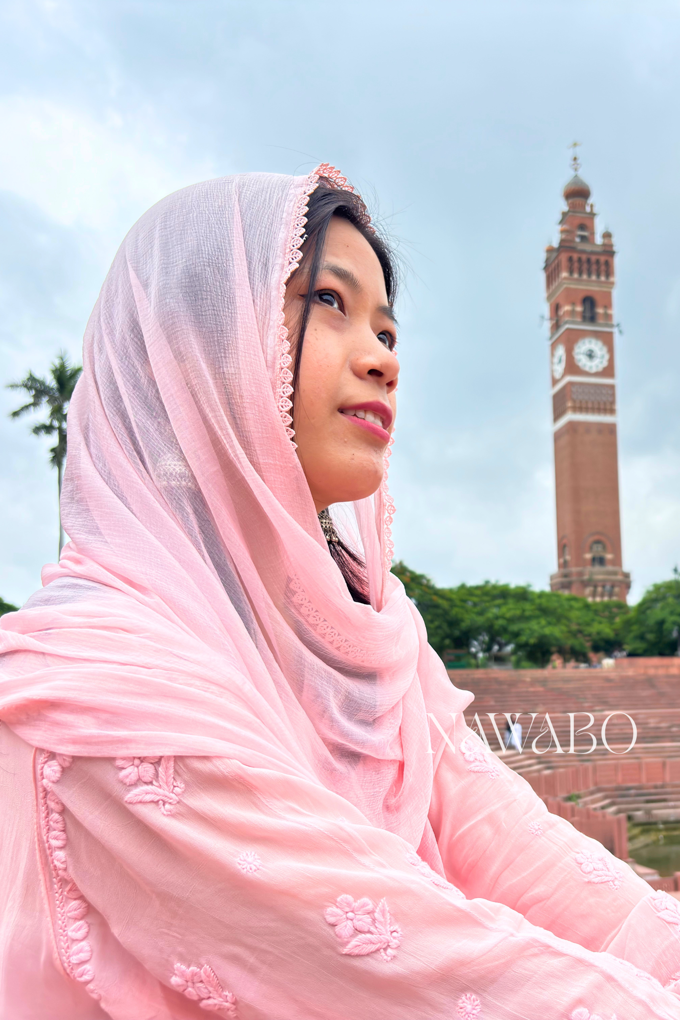 Chikankari Peach Ombre Kurta Set with Dupatta