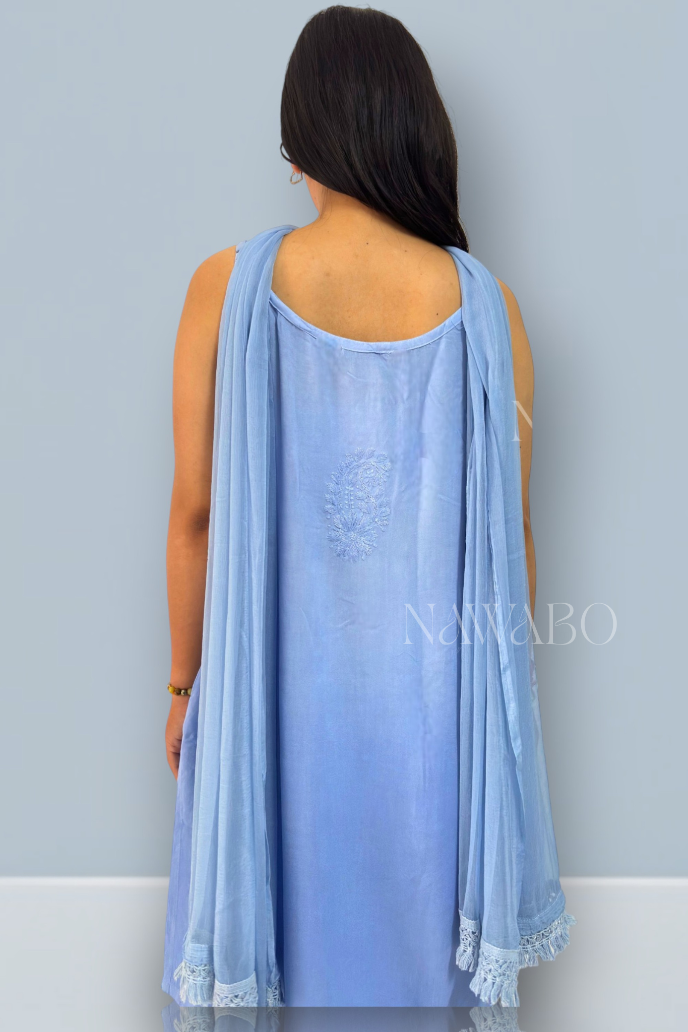 Chikankari Blue Haze Ombre Kurta Set