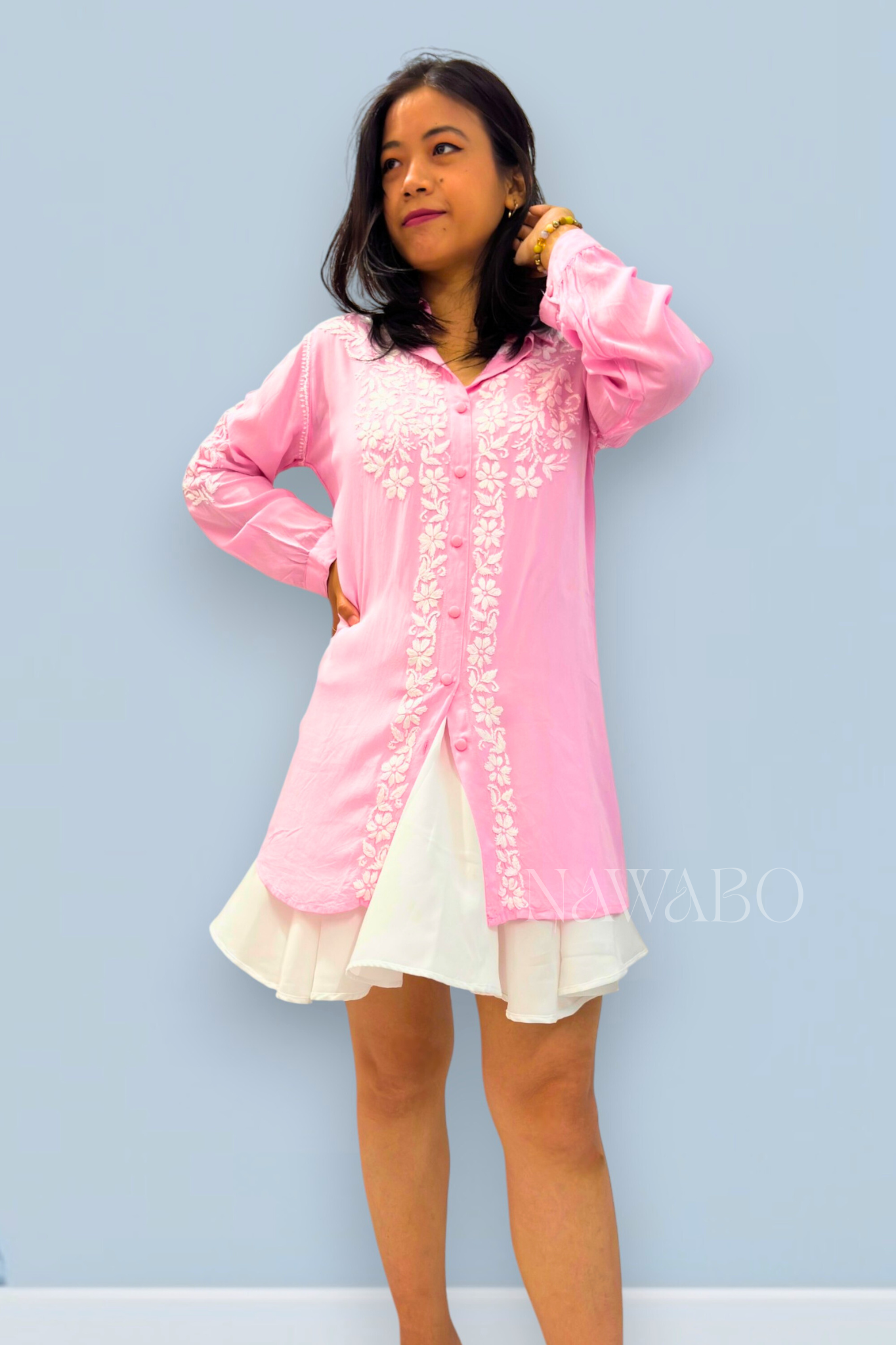 Chikankari Shirt Dress