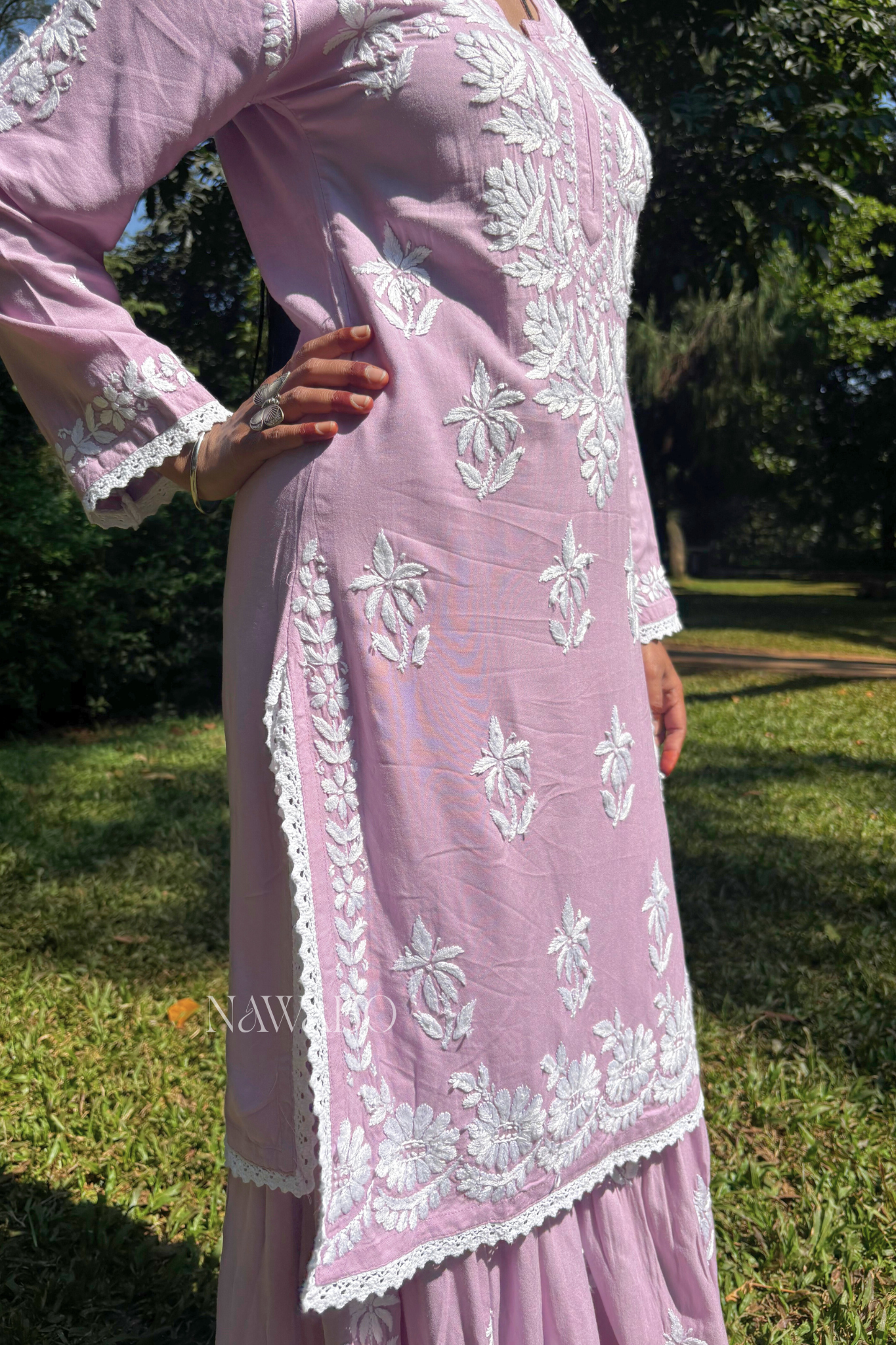 Chikankari Mouve Garara Set