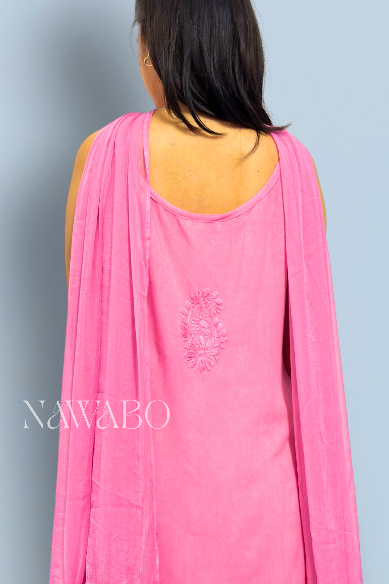 Chikankari Rosé Dusk Ombre Kurta Set