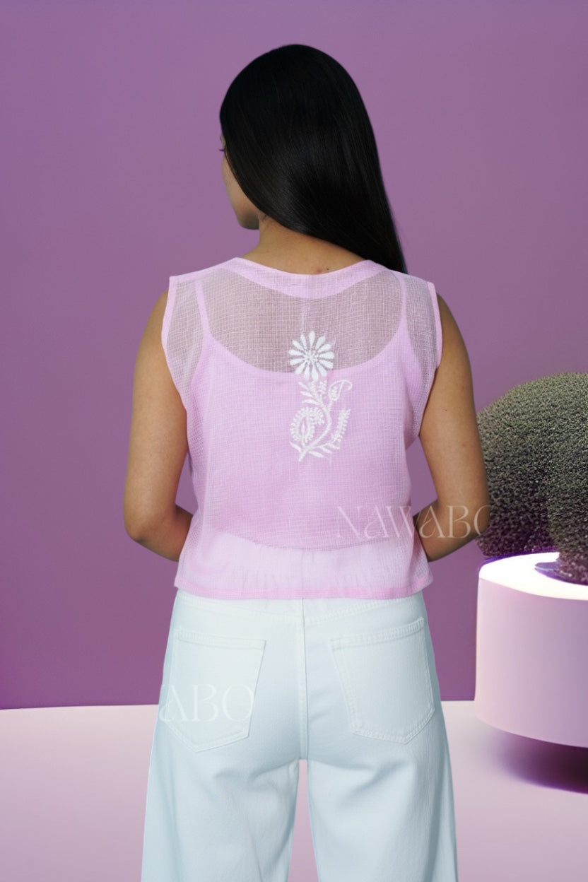 Angrakha Koti top in Rosé Cloud