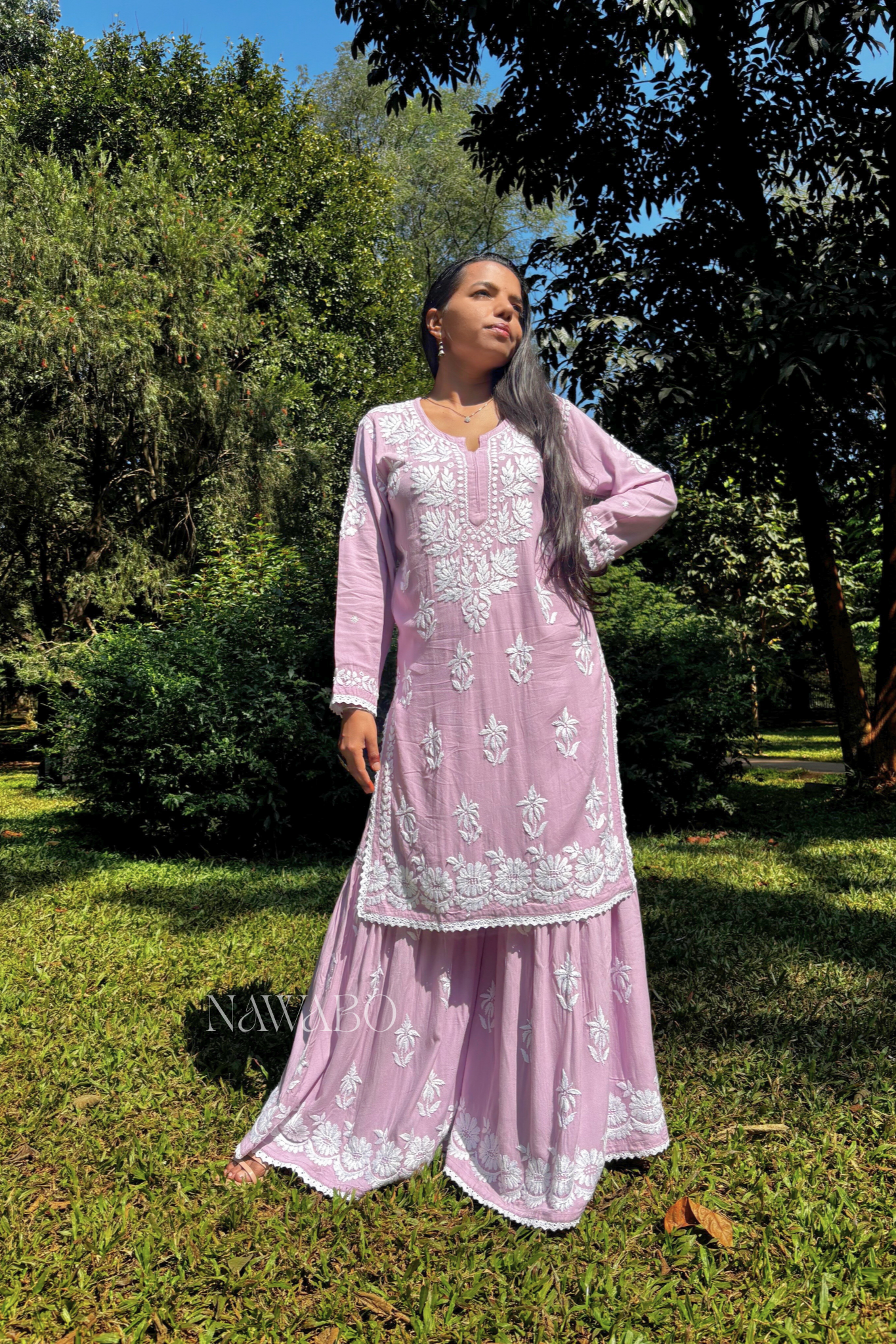 Chikankari Mouve Garara Set