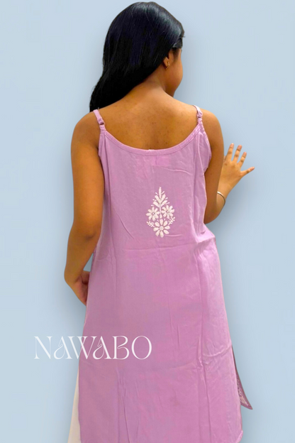 Chikankari Strappy Short Kurta Dusty Mouve