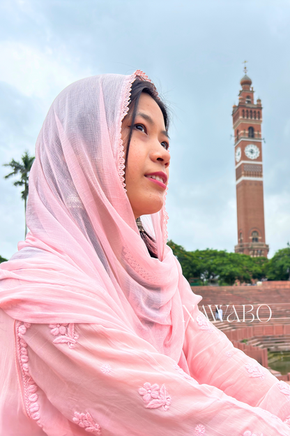 Chikankari Peach Ombre Kurta Set with Dupatta