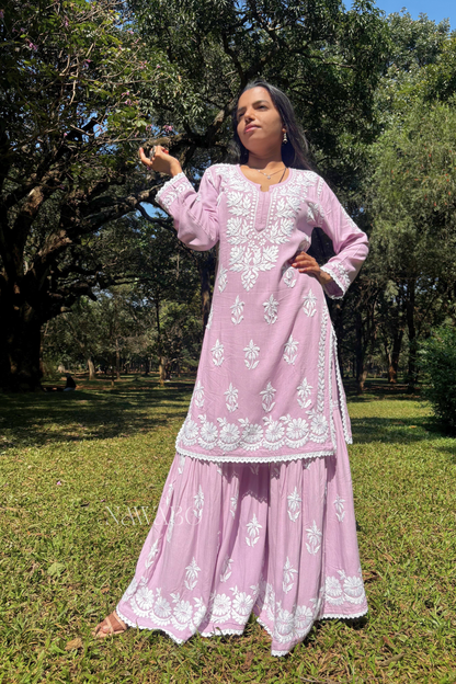 Chikankari Mouve Garara Set