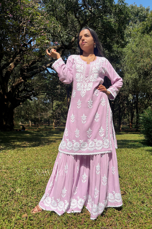 Chikankari Mouve Garara Set