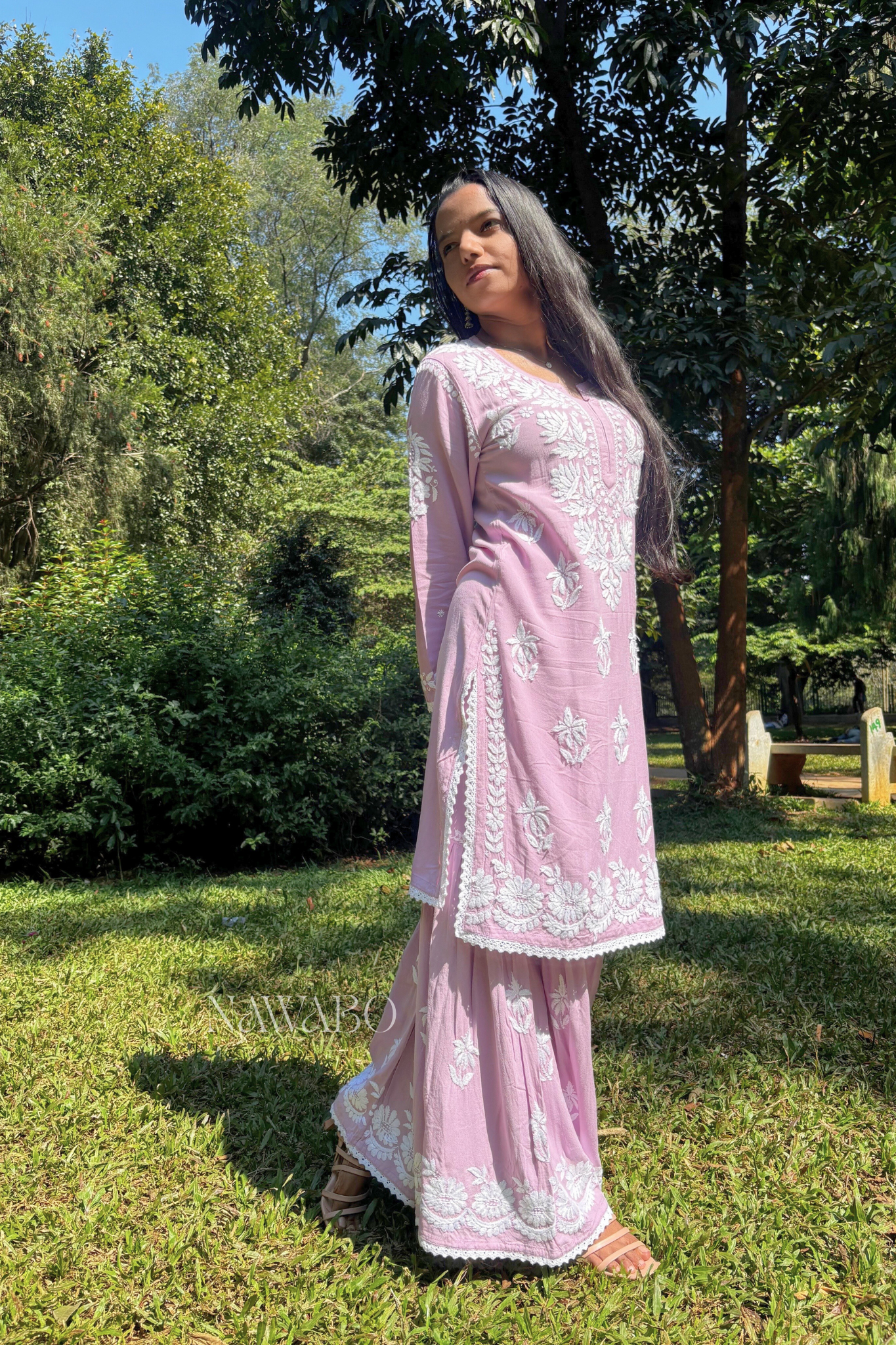 Chikankari Mouve Garara Set