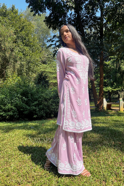 Chikankari Mouve Garara Set