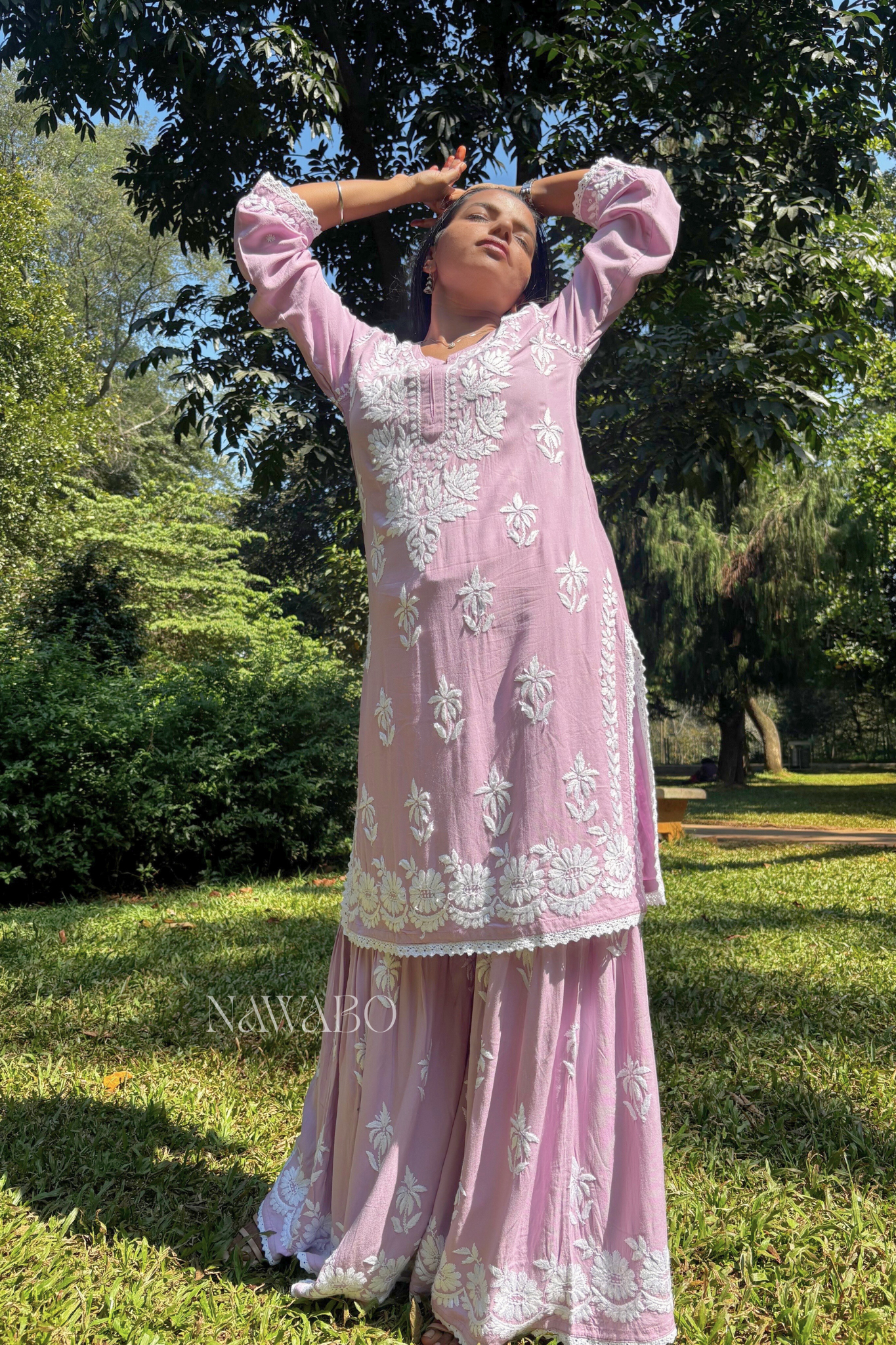 Chikankari Mouve Garara Set
