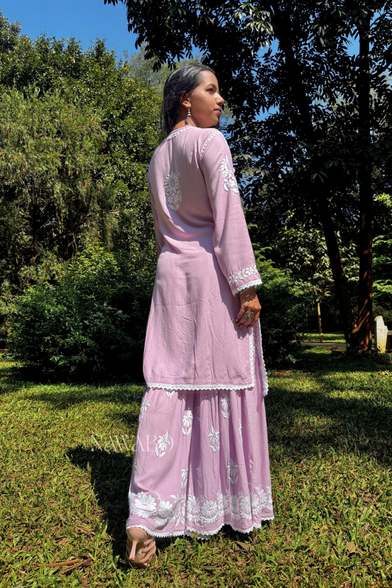 Chikankari Mouve Garara Set