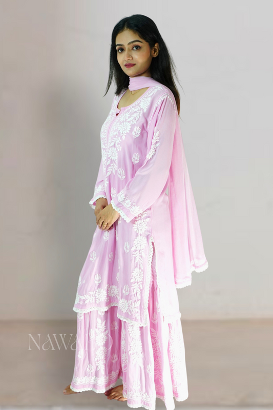 Chikankari Blush Pink Garara Set