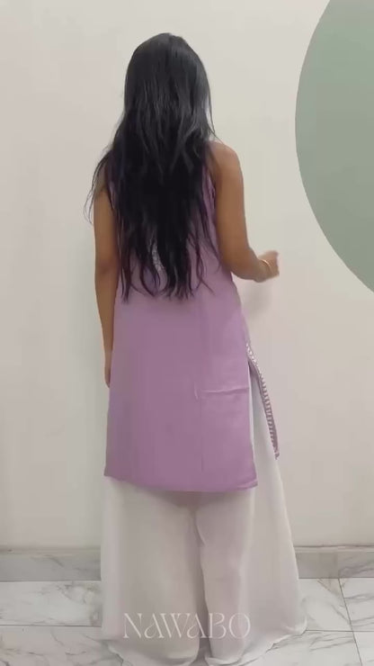 Chikankari Strappy Short Kurta Pink