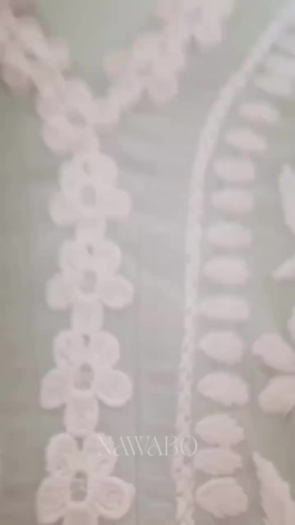 Chikankari Mouve Lace Long Kurta