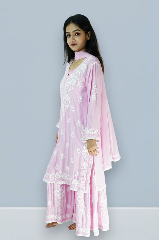 Chikankari Blush Pink Garara Set